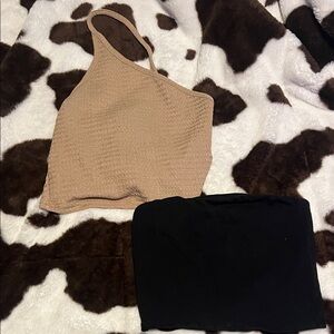 PINK Victoria's Secret Tan and Black Tank Tops